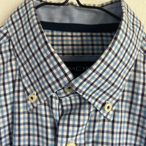Casa Moda Easy Care Mens Long Sleeve Button Up Shirt Size Small Black 'n Blue - Picture 2 of 6